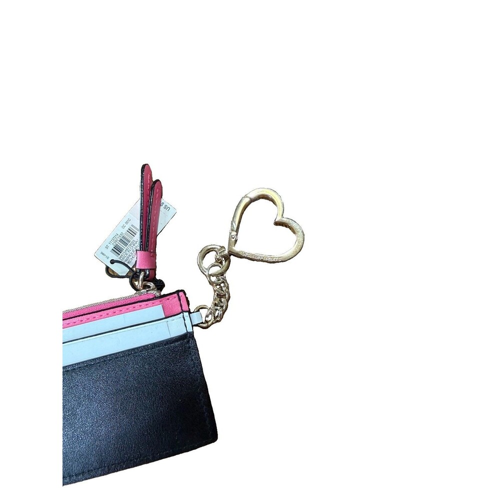 Victoria's Secret New York Card Holder Keychain Pink White Black with Studs - Picture 5 of 5